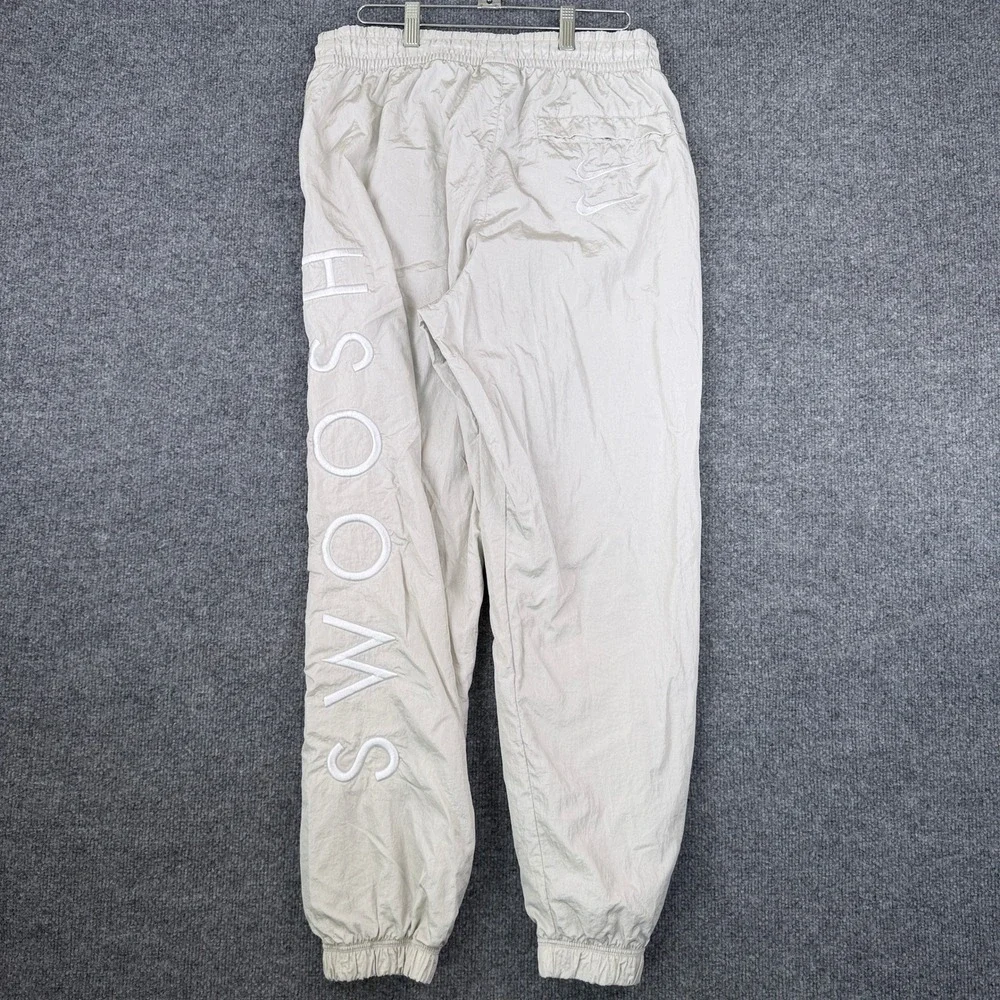 Nike Swoosh Woven Track Jogger Pants Mens M Bone Gray Sportswear DJ0478